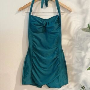 Sea Fancy Green Halter Straps Retro One-Piece Swimsuit Size M